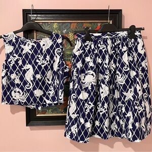 ⚓️ New Brooks Brothers Red Fleece navy white nautical convertible dress skirt 0